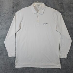 Peter Millar Sea Island Polo Shirt Mens Large White Summer Comfort Long Sleeve